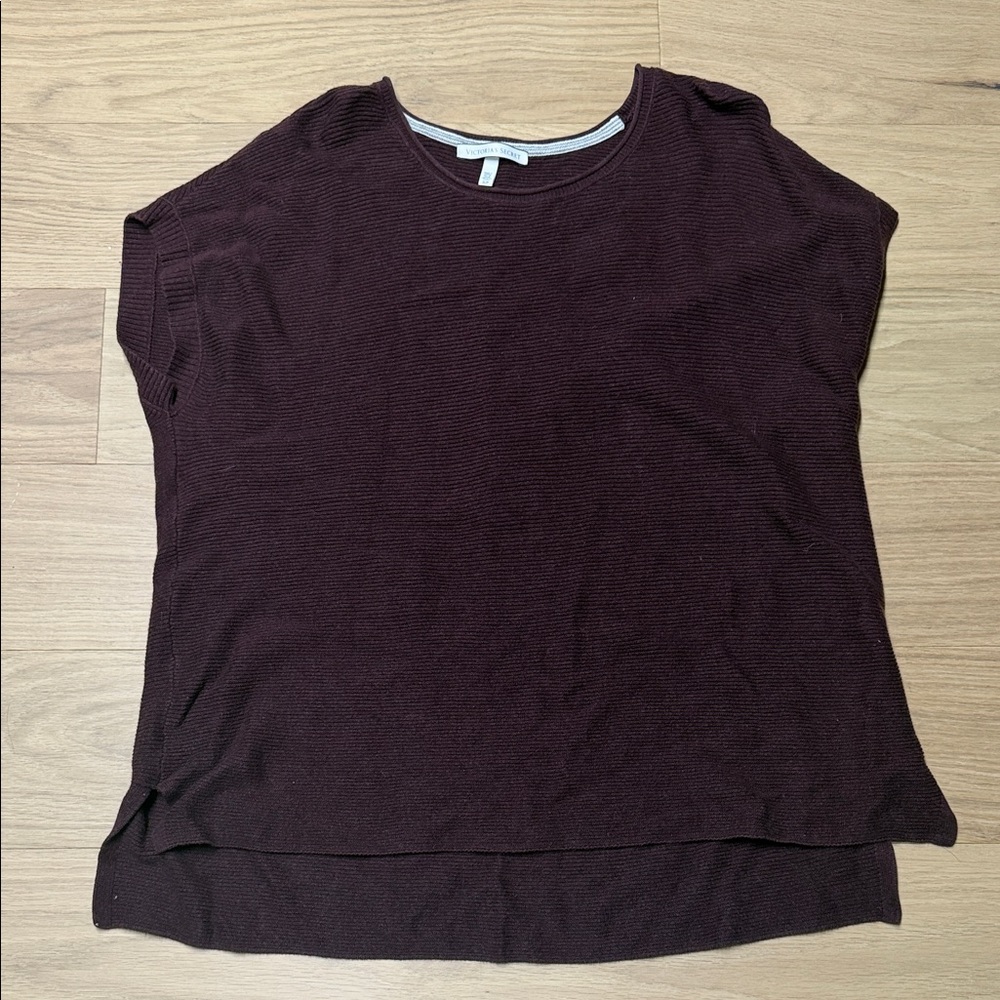 Victoria Secret Maroon Ribbed Tshirt Sweater
